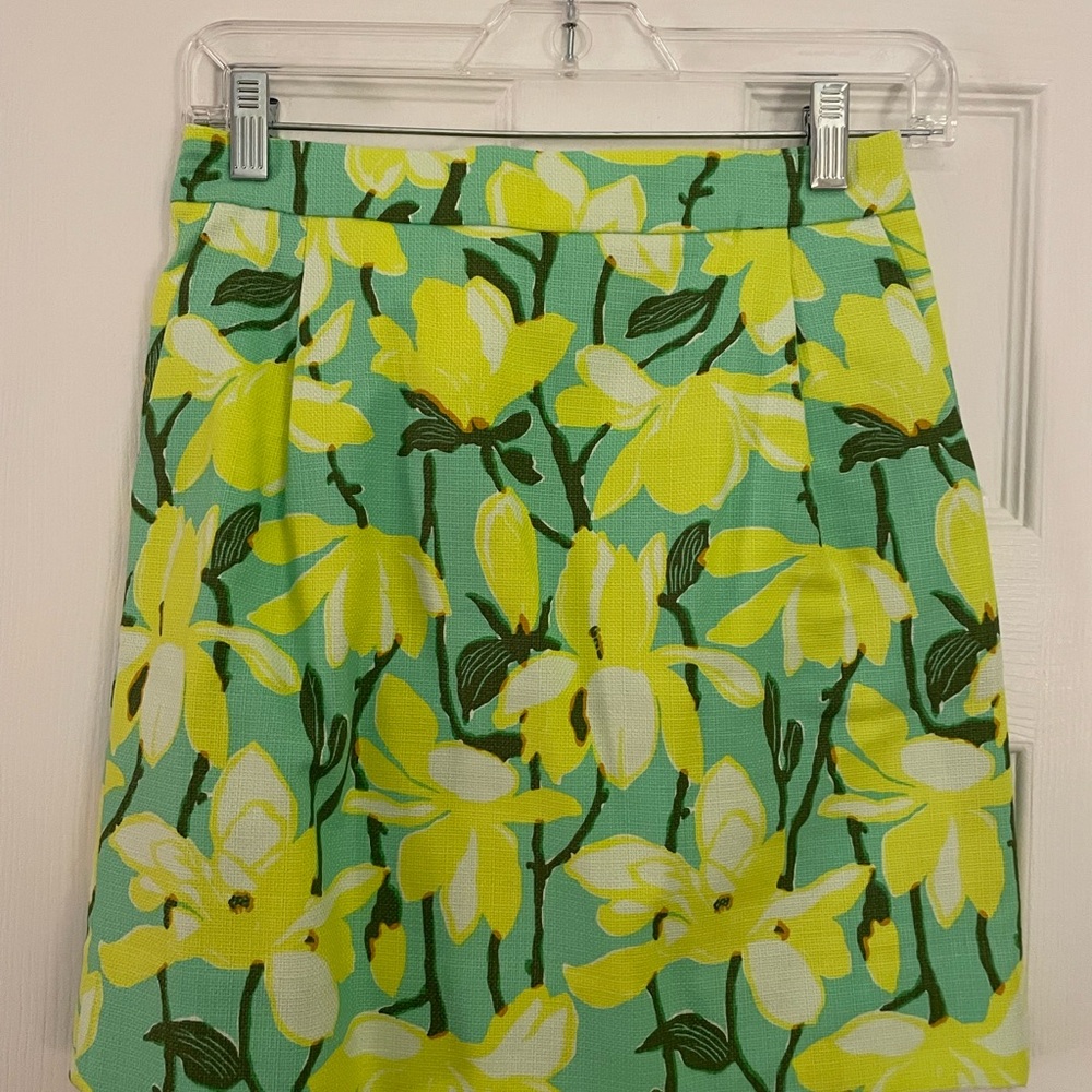 J. Crew Floral Green and Yellow Skirt